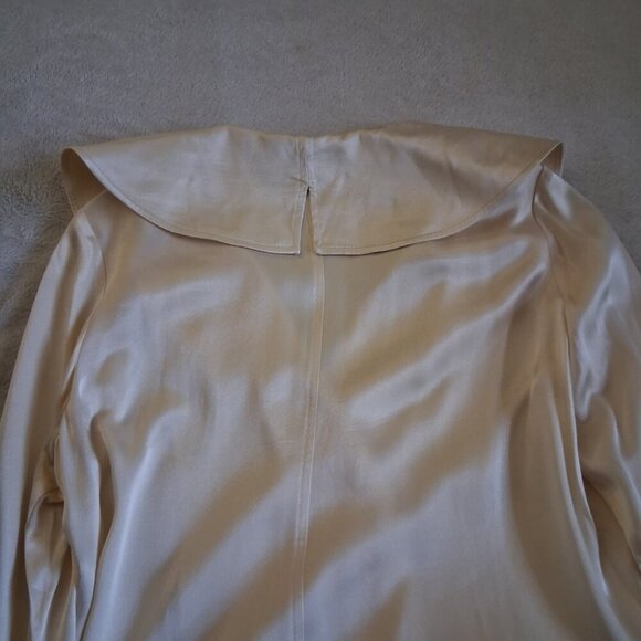 Something Navy NWT Women's S Ivory Grand Lapel Satin Long Trench Coat *FLAWS* - Picture 5 of 16